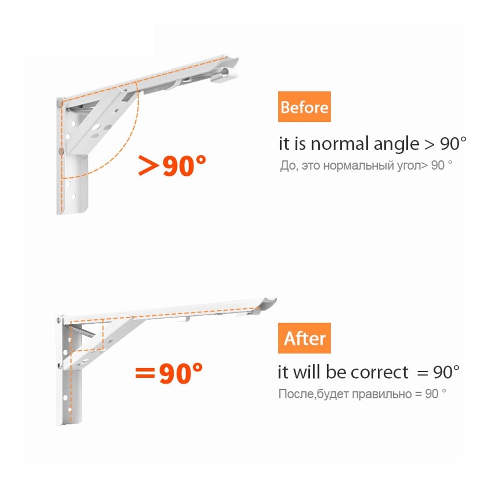 soporte plegable para estantería, 2 soportes de estante acero inoxidable ajustables for montar en(Silver 10inch)