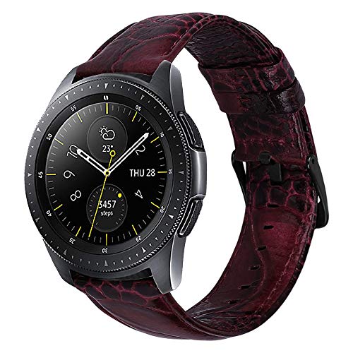iBazal Correas Galaxy Watch 42mm Cuero 20mm Banda Piel Pulseras Compatible con Samsung Galaxy Watch Active 40mm/44mm/Huawei GT 42mm/Watch 2/Gear S2 Classic/Sport/Ticwatch 2/E Hombres Band - Rojo