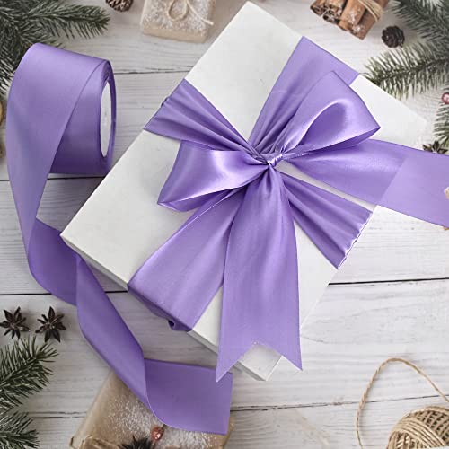 TONIFUL 2 Inch x 25 Yards Wide Light Purple Satin Ribbon Solid Fabric Ribbon for Gift Wrapping Crafts Chair Sash Eternal Flower Invitation Cards Hair Bows Sewing Party Wedding Decoration - Image 4
