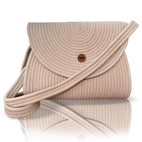 CHQEL Evening Clutch Bag for Women, Handmade Crochet Wedding Party Purse, Small Flap Formal Crossbody Handbag Evening Clutch