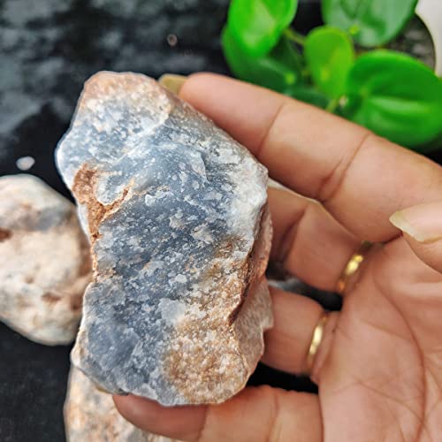 Image of Angelite Raw Crystal Stones 1kg | 3-4 Pcs of Natural Angelite Rough Gemstone for Home Decor, Vastu, Meditation & Crystal Collection | Unshaped Decorative Stones