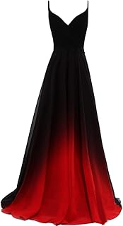 Women Formal Beaded Gradient Black Ombre Chiffon Long Prom Evening Dresses