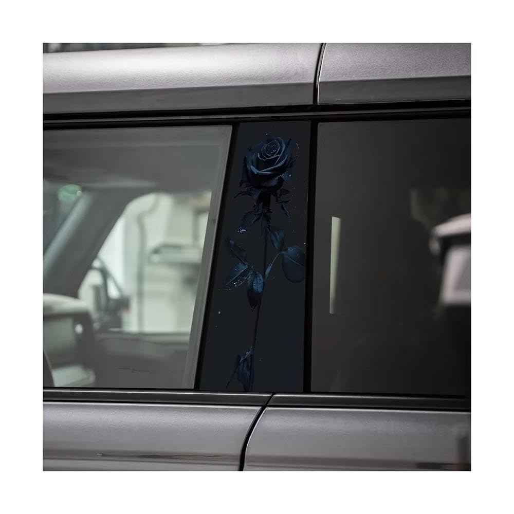 Bertdcx One Color Car Center Pillar Stickers Black Rose Scratch-Resistant Protective Film Auto Parts