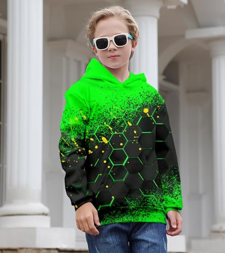 Image of Belovecol Boys Hoodies 3D Printed Hooded Sweatshirts with Pocket for 6-16Y | Pullover Hooded Style Pattern All-over Printed Long Sleeve Non-Fleece Soft Lightweight Tops for Kids
