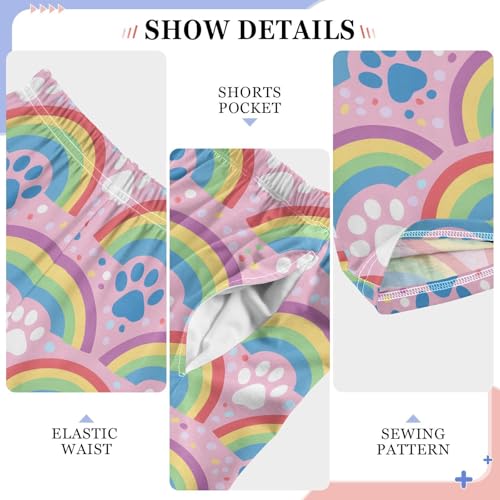 Pajama Pants Rainbows Paws Print PJ Bottoms Sleepwear Lounge Sleep Pant with Pockets4