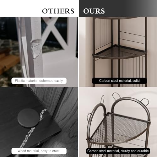 Corner Bathroom Shelf Metal Short Corner Stand Shelf Black Bathroom Stand Small Bathroom Storage Corner Shelf Unit for Toilet Shower Room 3 Tier