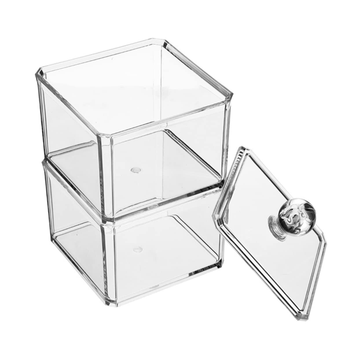 Happyyami 1 PC Acrylic Double Tea Bag Organizer Transparent Food Storage Box with Cover for Kitchen Sorting Container for Tea Bags Creamers