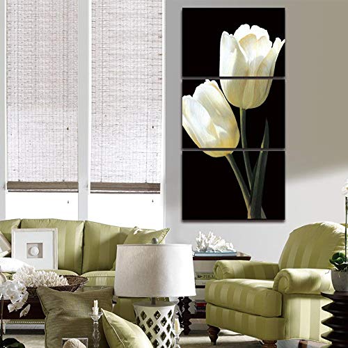 Tableau sur Toile Salon Peintures Fleurs Décoration Maison Triptyque Chic - 4