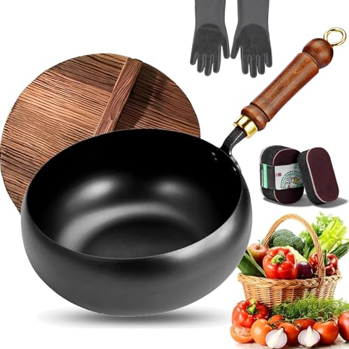 Wok de Hierro Fundido Japonés con Tapa de Madera 10IN miniatura 1
