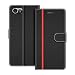 Produktbild COODIO Handyhülle für BlackBerry KEYone Handy Hülle, BlackBerry KEYone Hülle Leder Handytasche für BlackBerry KEYone Klapphülle Tasche, Schwarz/Rot