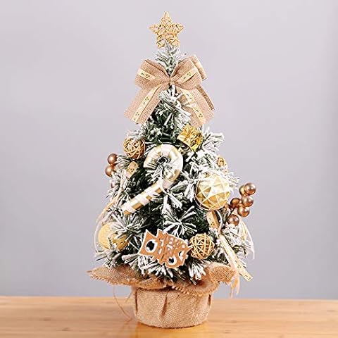 SDFHE 30cm small desktop Mini decorative tree ornaments Christmas flocking Christmas tree 50cmGolden-140H Cover