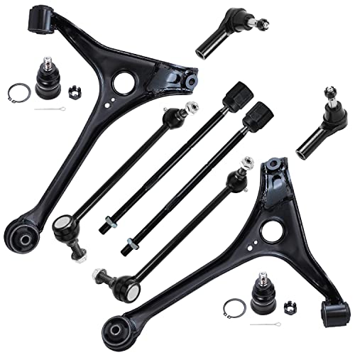 Image of Detroit Axle - 10pc Front End Kit for Ford 1998-2007 Taurus, 1998-2005 Mercury Sable, 2 Lower Control Arms 4 Tie Rods 2 Lower Ball Joints 2 Sway Bars 1999 2000 2001 2002 2003 2004 2006 Replacement