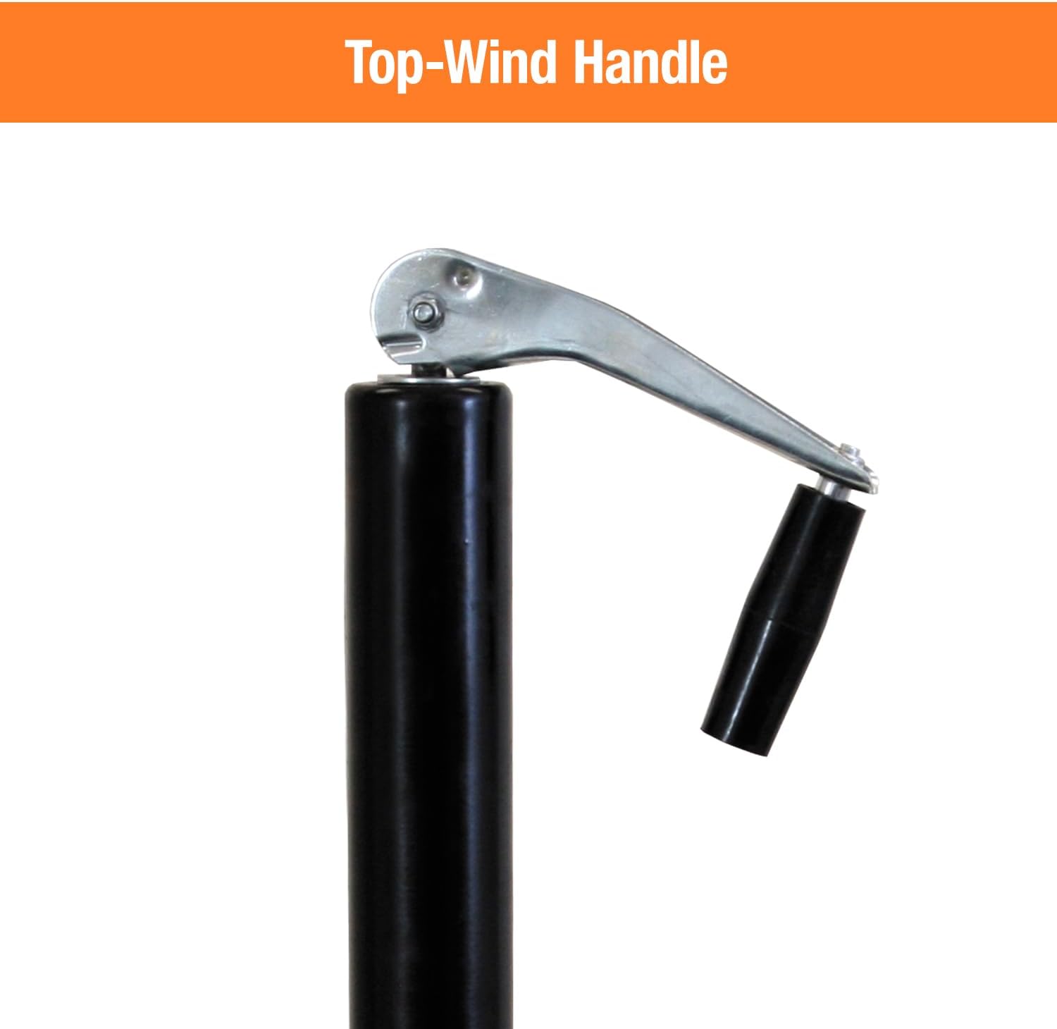 Buyers Products 0091261 A-Frame Jack Without Foot, Top-Wind Trailer Jack For An A-Frame Coupler, 2000lb Capacity, 22.69" Retracted, 27.69" Extended, 15" Travel