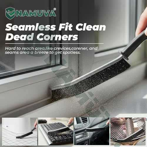 Image of Pack of 2 Hard Bristle Crevice Cleaning Brush, Angle Tip Gap Scrubber for Tiles, Grout, Sink, Window Tracks & Kitchen Corners