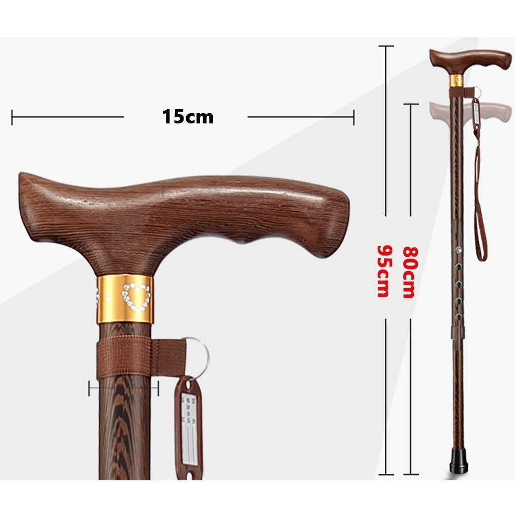 YXCKG Bastone da Passeggio Vintage, Legno-Regolabili Bastoni da Passeggio in Legno for Anziani, 80-95 Cm / 31-37 Pollici, 1 Punta