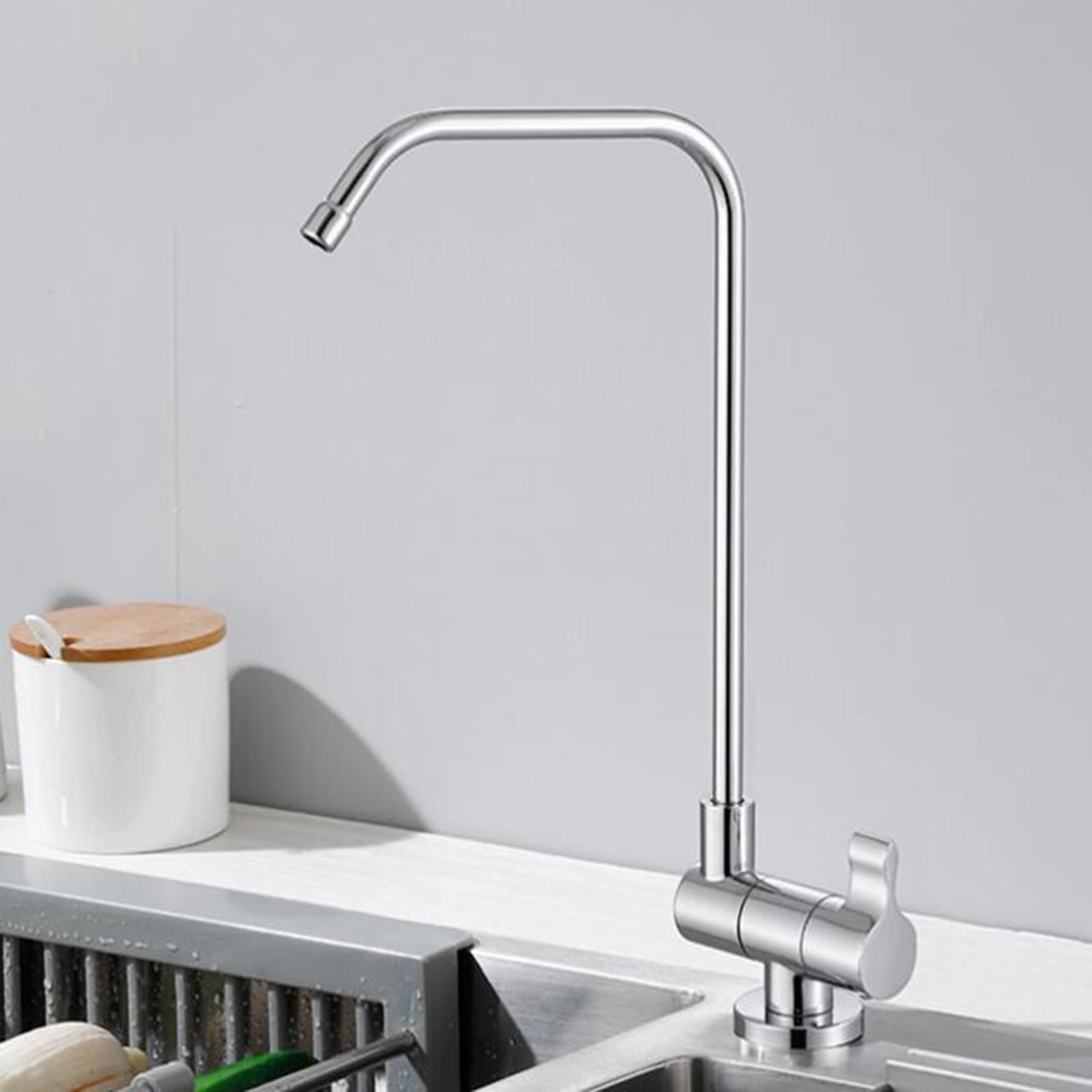 Aycdl Kitchen Faucet Water Filter Brass Swivel Single Cold Water Single Hole Folding Kitchen Sink Faucets-Chrome