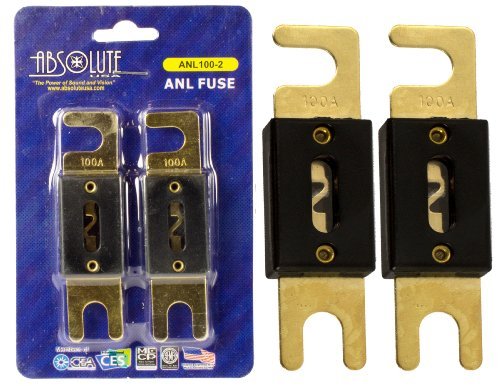 Absolute ANL100-2, 2 Pack ANL Fuses 100 Amp Gold Plated Model: ANL100-2 Electronics