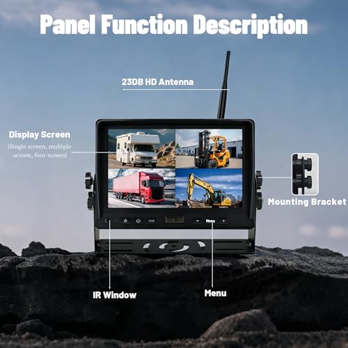 Image of HD 720P Wireless Camera with 7-inch Display, Supports Video Recording, for Trailer /RV /Truck /Car /Tractor ACT501 /forklift