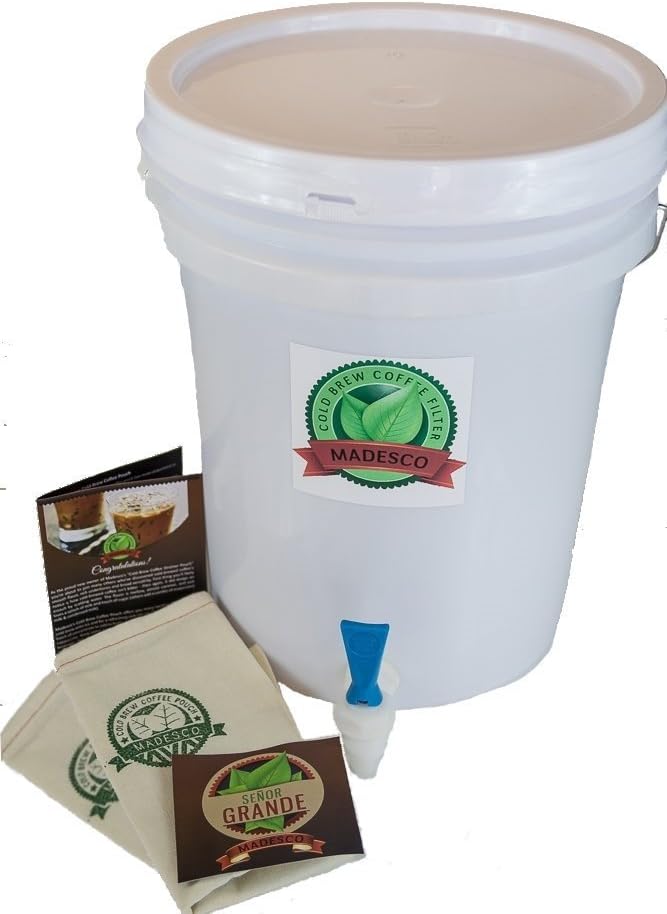 Bundle: Cold Brew Coffee and Iced Coffee 5-gallon Dispenser and 2 Sets of Senior Grande Reusable Filters and Liners from Madesco by Madesco