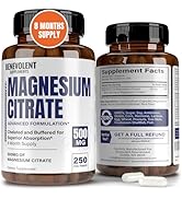 Premium Magnesium Citrate 500mg Capsules (Citrato de Magnesio) High Absorption Formula for 8 Mont...