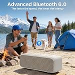 NOBIS 20W Haut-parleur Bluetooth portable, IP68 Haut-parleur Bluetooth étanche avec Bluetooth 6.0, 24H Temps de jeu, assistance vocale, TWS L'appariement stéréo TF Fente de la carte & AUX Entrée, pour le camping, Voyage