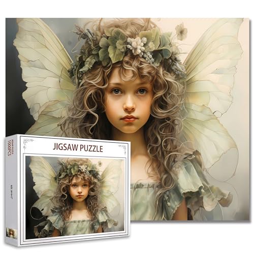 Puzzle de 1000 pièces pour adultes et enfants - Peinture ange avec filles et fleurs - Jeu d'activités familiales stimulants - Décoration murale DIY (coloré)