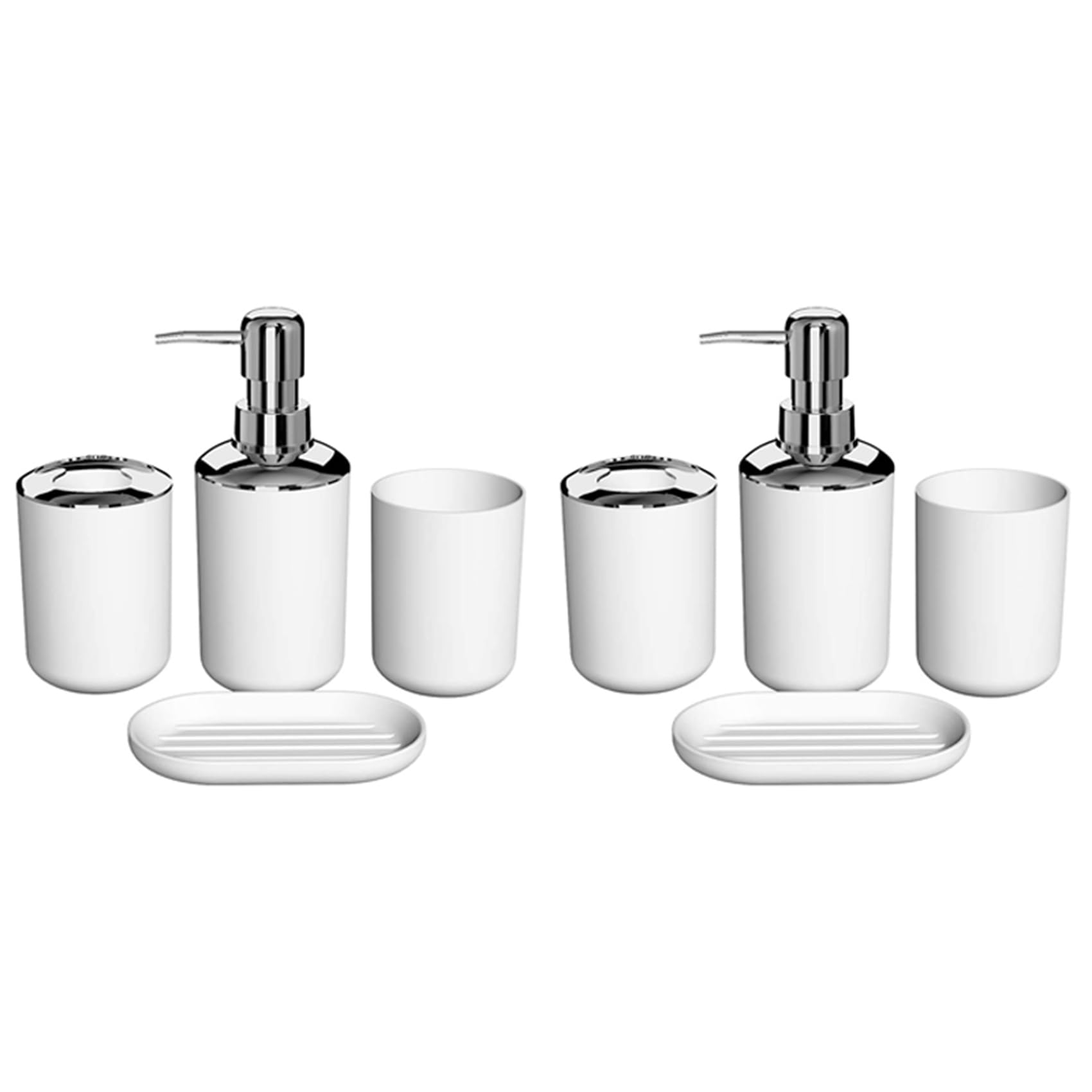 Hndhbfgrt 8 Pcs Plastic Bathroom Accessory Set,Bath Toilet Brush Accessories Set with Toothbrush Holder,Toothbrush Cup(White)