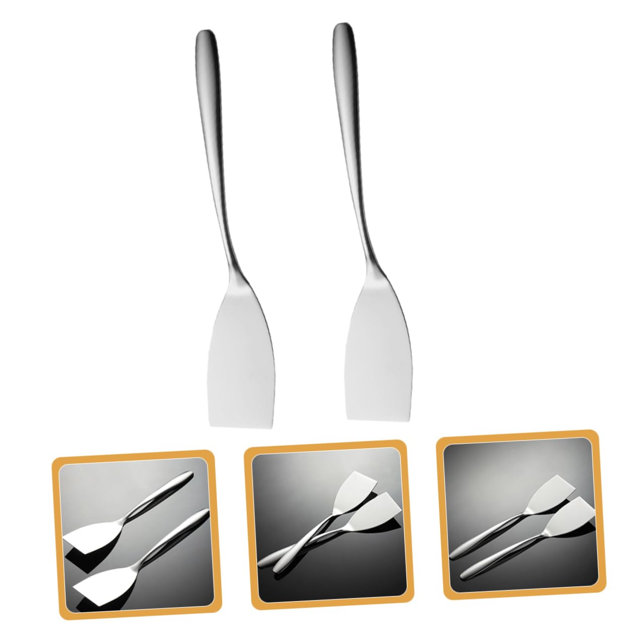 TOPBATHY 5set Spatola in Acciaio Tornitori Pinna Doppio Rack di Asciugatura Set Cucina Gadget Cucina Paletta Barbecue Pala per Cucina Pala da Cucina Acciaio Inossidabile Silver 2 Pezzi*5
