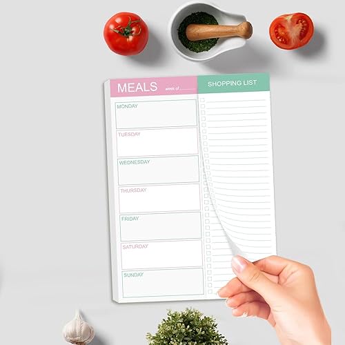 Miniatura 4 de Almohadilla magnética para planificación de comidas para refrigerador, almohadilla de planificación de comidas de 10 x 7 pulgadas con lista de