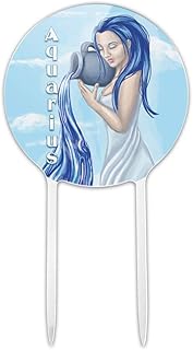 Acrylic Aquarius Water-Bearer Zodiac Horoscope Cake Topper Party Decoration for Wedding Anniversary Birthday Graduation
