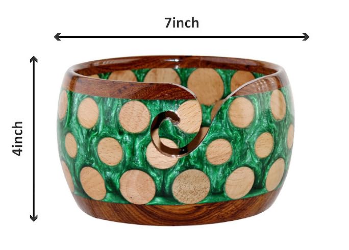 Image of Wooden Yarn Bowl for Knitting Yarn Bowl for Crocheting, Yarn Storage Bowl to Prevent Slipping, Wooden Yarn Holder, Best Gift for Crochet (#Design-2)