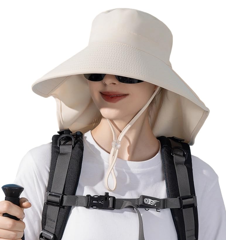 Sombrero para mujer verano ala ancha secado rápido con solapa cuello miniatura 5