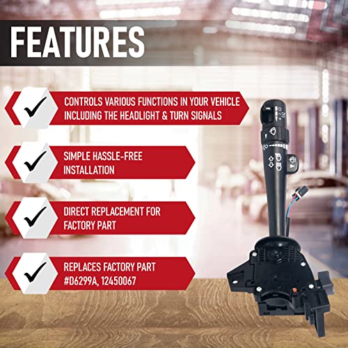 Turn Signal Multi-Function Switch - Replaces 12450067, D6299A, 2330856 - Compatible With Chevy, Gmc, Cadillac Vehicles - Trailblazer, Silverado, Suburban, Avalanche, Yukon, Xl, Tahoe, Sierra, Envoy #TOP1