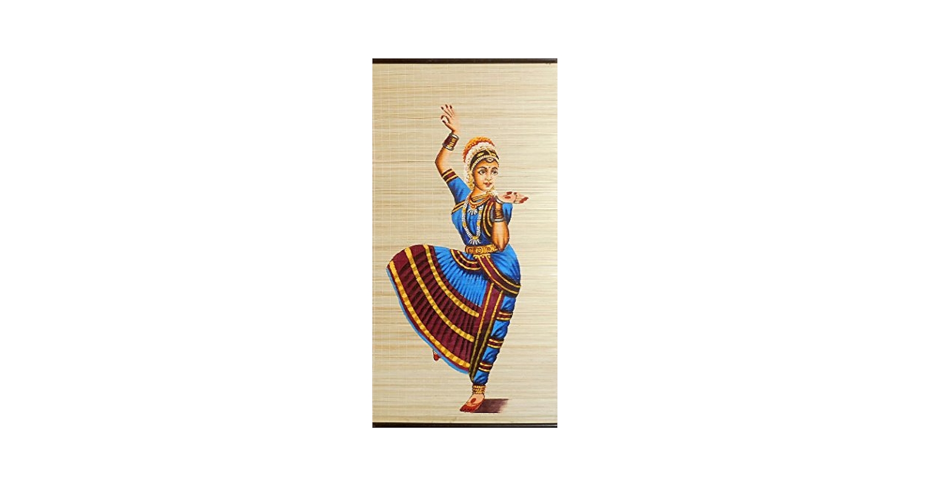 そろそろ残り少なく(u_u)【インド布絵】「BHARAT NATYAM」／送料込 DollsofIndia Bharatnatyam Dancer - Painting on Bamboo