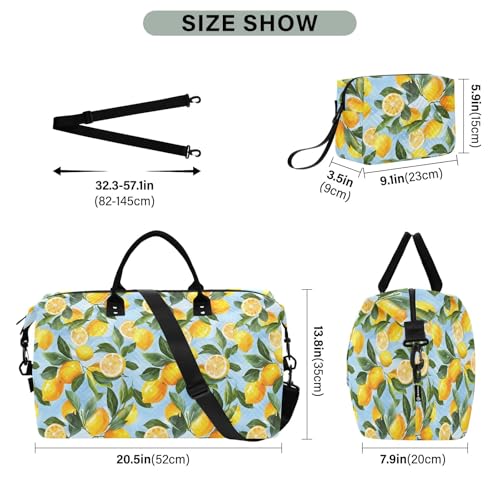 Large Travel Duffel Bag Sports Tote Gym Bag Overnight Weekender Bags Lemons Italy Carry On Luggage with Toiletry Bags3