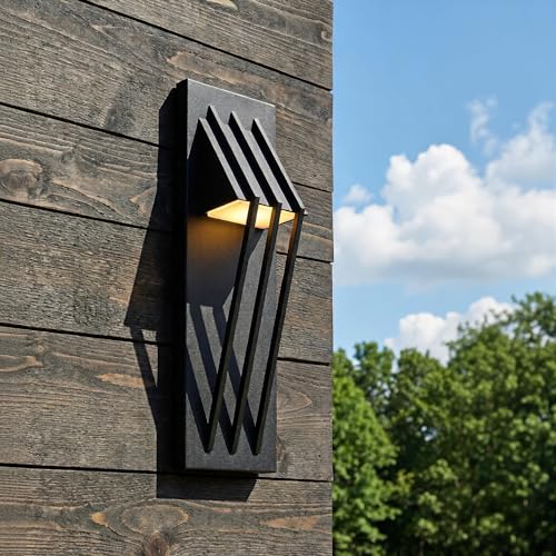 Image of Hyunbae Outdoor Wall Sconce,17.7inch Modern Exterior Lighting Fixture Waterproof, 10W Dimmable LED Outdoor Porch Lights for House Garage Patio, Black, 3000K