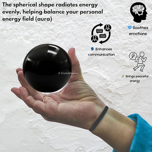 Image of Certified Black Agate Crystal Ball for Meditation - Premium Crystal Vastu Items for Home and Feng Shui Items for Good Luck - Ideal for Pooja Supplies and Spiritual Practices (2 inch Inch)
