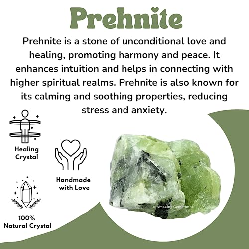 Image of Amazing Gemstone 2 Pieces Prehnite Raw Crystals and Healing Stones, Natural Rocks for Tumbling and DIY Raw Stones and Crystals