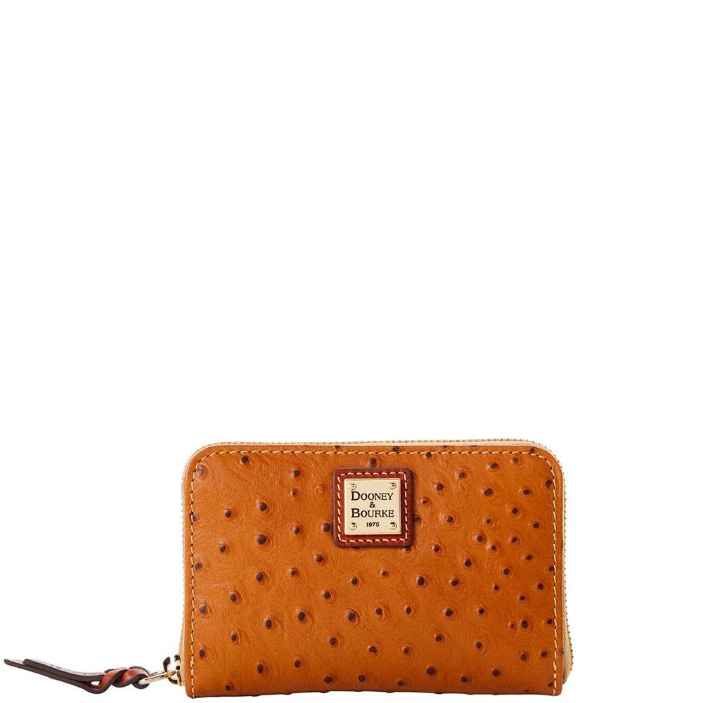 Dooney & BourkeWallet, Ostrich Medium Zip Around Wallet - Tan