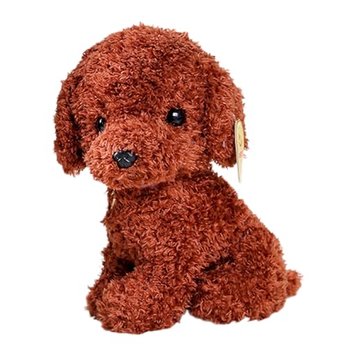 Lunaobrik Plüsch Hund Puppe | Weiches Braun Lockiges Haar Dekoration Kuschelkissen | Plüschtierspielzeug In Form Eines Hundes - Für Jungen Mädchen Studenten Wohnzimmer Schlafzimmer