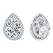 EleQueen 925 Sterling Silver Full Prong Cubic Zirconia Bridal Teardrop Stud Earrings Clear