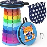 ALEVMOOM Portable Collapsible Stool with Cushion Telescopic Stool with Painting Retractable Folding