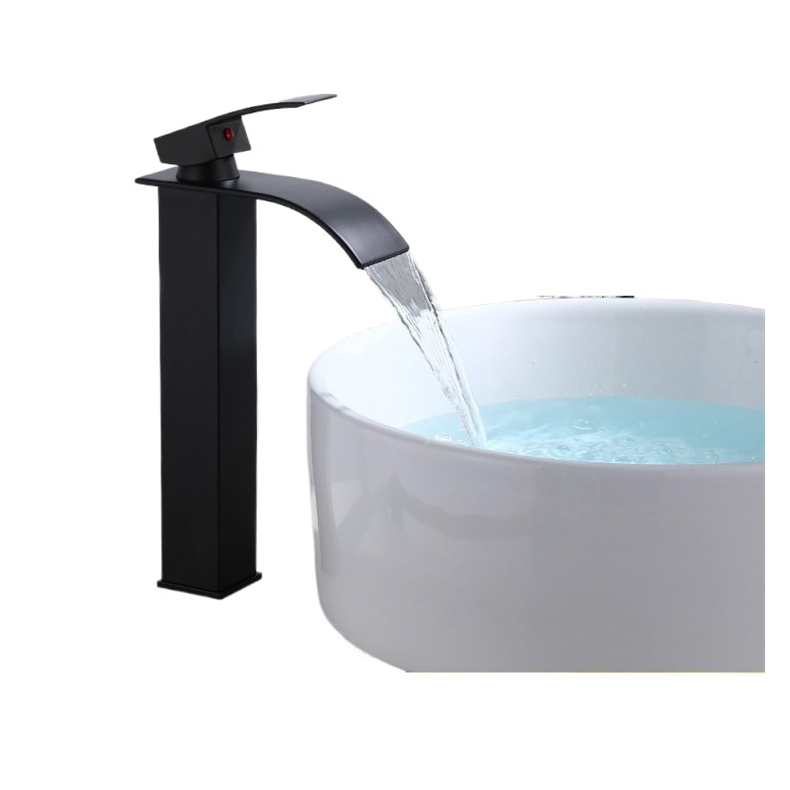 Rubinetto miscelatore acqua calda e fredda da appoggio a cascata, lavabo in ottone cromato(Long)