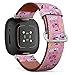 CJBROES Replacement Leather Watch Band, Compatible with Fitbit Versa 3 and Fitbit Sense of Wristband Bracelet Accessory - Princess Textile Unicorn