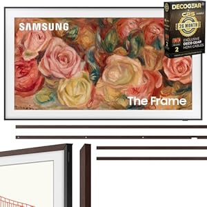 SAMSUNG LS03D 55 inch The Frame QLED 4K Smart TV 2024 Bundle w/Bezel Brown + Deco Gear 2X 4K HDMI 2.0 Cable w/Copper Conductors & CPS Exclusive 26 Month Protection Pack (BEACH-CPS-261500)