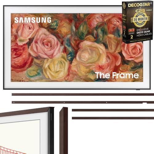 SAMSUNG LS03D 55 inch The Frame QLED 4K Smart TV 2024 Bundle w/Bezel Brown + Deco Gear 2X 4K HDMI 2.0 Cable w/Copper Conductors & CPS Exclusive 26 Month Protection Pack (BEACH-CPS-261500)