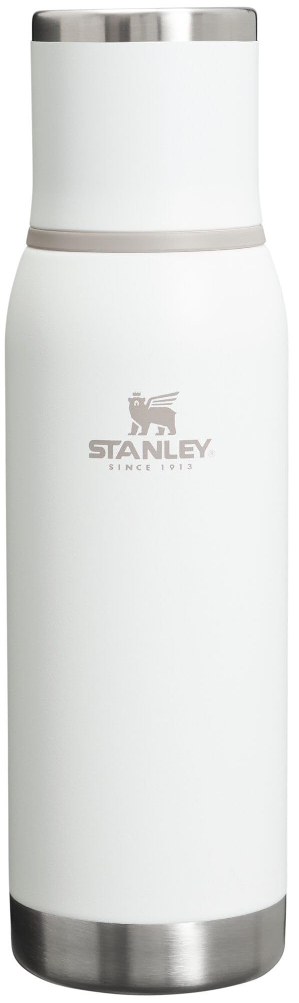 Stanley Adventure-To-Go Vacuum Bottle 25 oz | Wide Mouth with Leakproof Cup Lid | Keep Drinks Hot or Cold | Packable for Travel | Insulated Stainless Steel Thermal Bottle | BPA-Free | Frost White