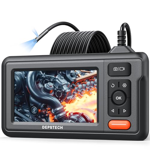 Image of DEPSTECH Dual Lens Borescope Camera with Light, HD Endoscope, 4.3'' IPS Screen, Inspection IP67 Waterproof, 16.5ft Semi-Rigid Snake Camera Cable for Car Wall Drain Pipe