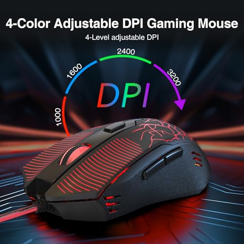 Image of Redragon S107 Gaming Keyboard and Mouse, RGB Gaming Keyboard and 3200 DPI Mouse Combo with Large Mouse Pad, 25-Key Anti-Ghosting, Mechanical Feeling Keyboard, Plug & Play to PC, Laptop