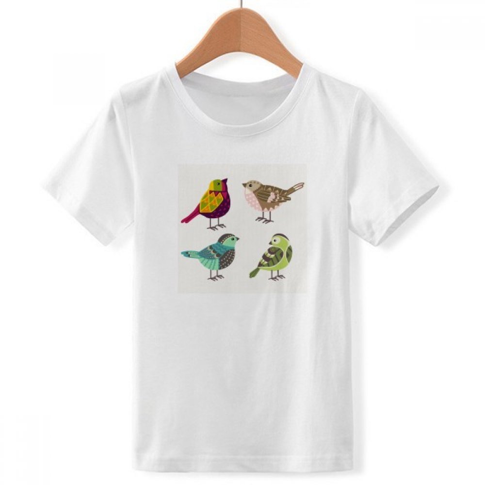 T-shirt blanc garçon oiseau multicolore col rond taille M imprimé - 3